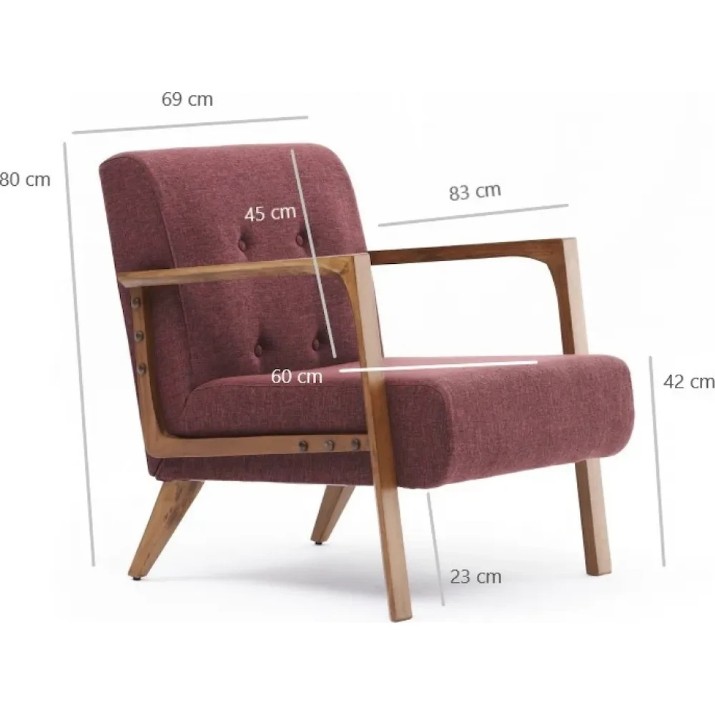 Fotoliu Trendy Kemer Claret Red 83x80x69cm GTR002058