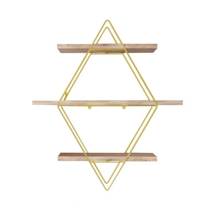 Raft de perete Trendy Prizma Pine Atlantic/Gold 60x60x16cm GTR005582