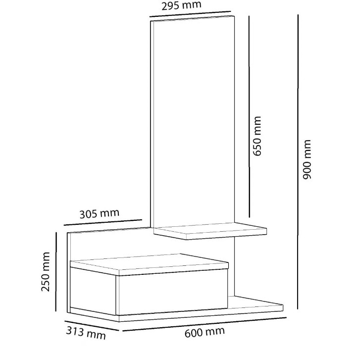Raft de perete Trendy Rozella Oak/Anthracit 60x90x31cm GTR005915