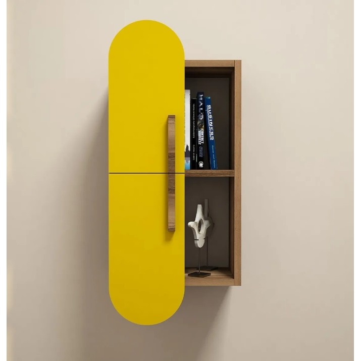 Навесная полка Trendy Trandafir Walnut/Yellow 80x35x22cm GTR005379