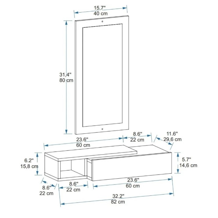 Raft de perete Trendy Vien White 82x16x30cm GTR005944