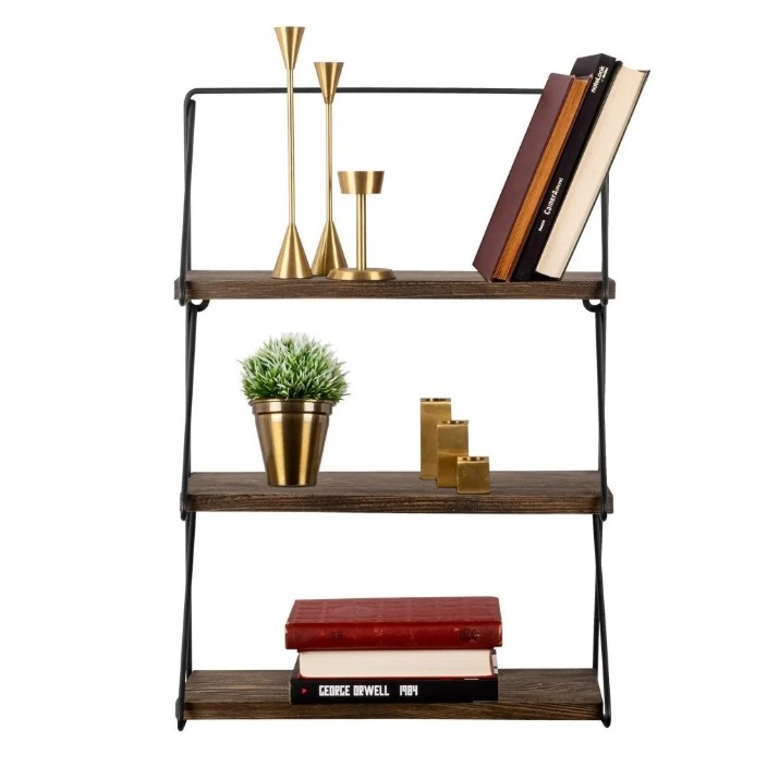Навесная полка Trendy Violaceae Dark Walnut/Black 60x40x15cm GTR005317