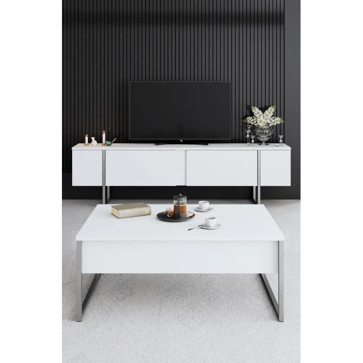 Журнальный столик Trendy Luxe White/Silver 90x40x60cm GTR006087