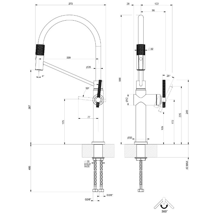 Baterie bucătărie Gessi Habito 60664-708
