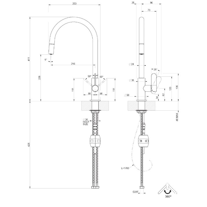Смеситель для кухни Gessi Helium 60077-146