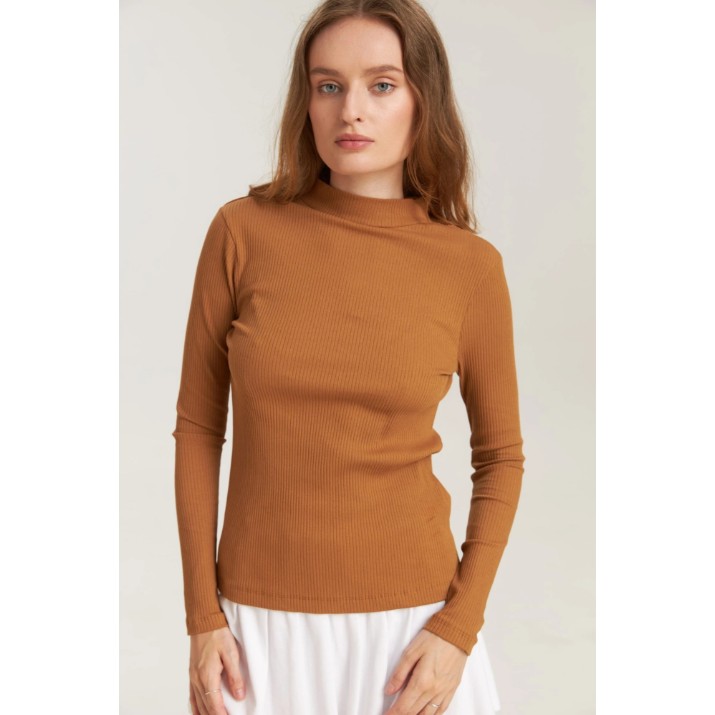 Женский лонгслив Bumbacel WM48029K_1128_S6 Brown, s.L