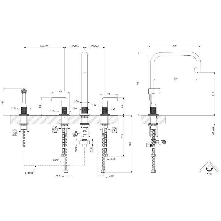 Baterie bucătărie Gessi Inciso 58703-716