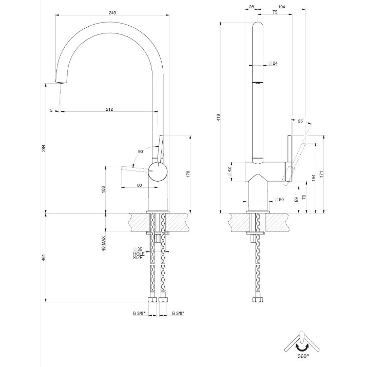 Baterie bucătărie Gessi Inedito 60411-299