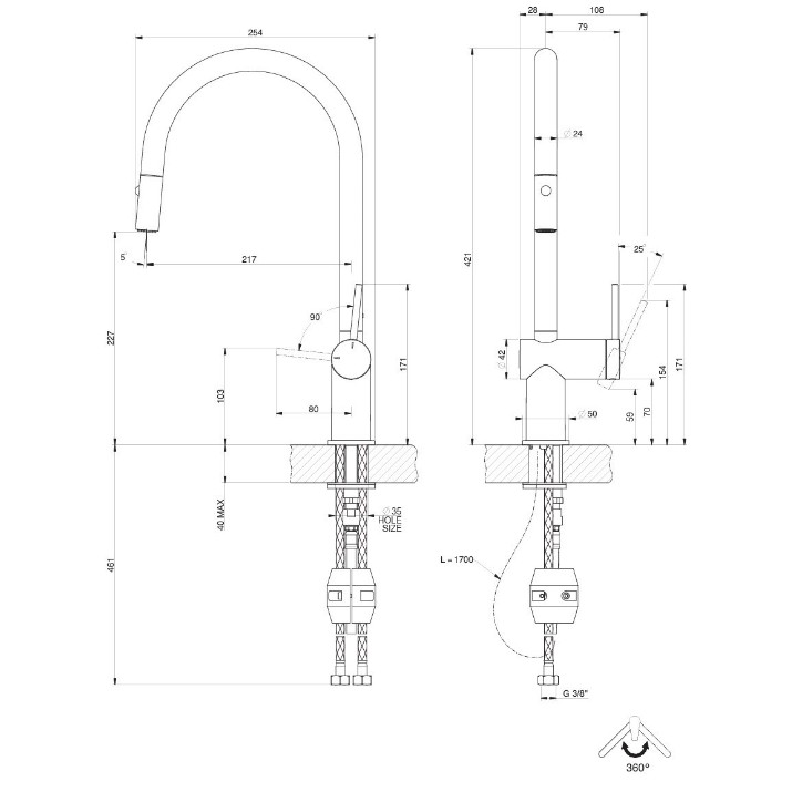 Baterie bucătărie Gessi Inedito 60413-031
