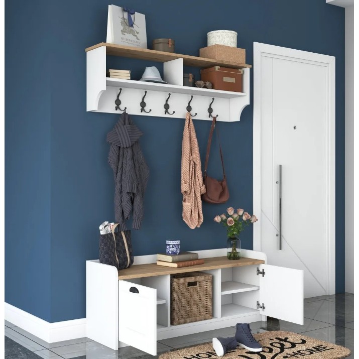 Antreu Trendy P2 1636 White/Walnut 120x45x40cm GTR001438