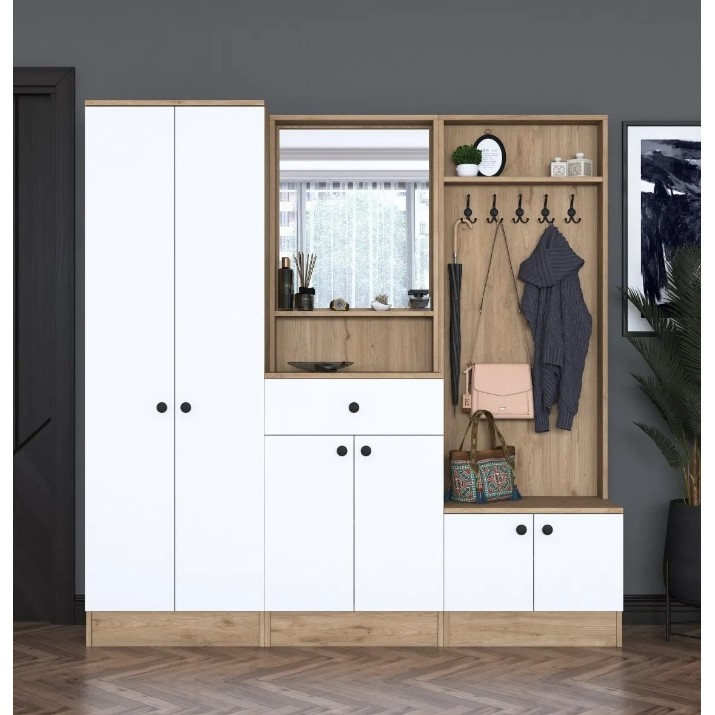 Прихожая Trendy P6 M2 2257G Walnut/White 182.8x179.4x35.5cm GTR001427