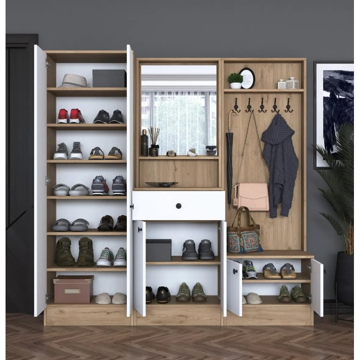 Прихожая Trendy P6 M2 2257G Walnut/White 182.8x179.4x35.5cm GTR001427