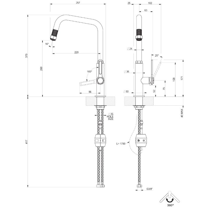 Смеситель для кухни Gessi Officine 60053-726