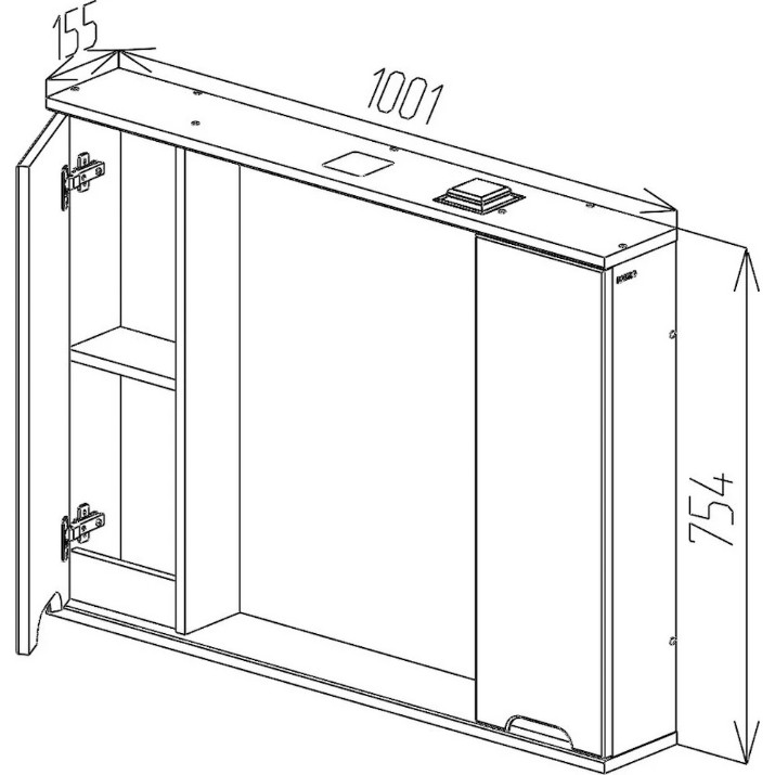 Dulap cu oglindă Bayro Etna Duo 1000x750 (123965)