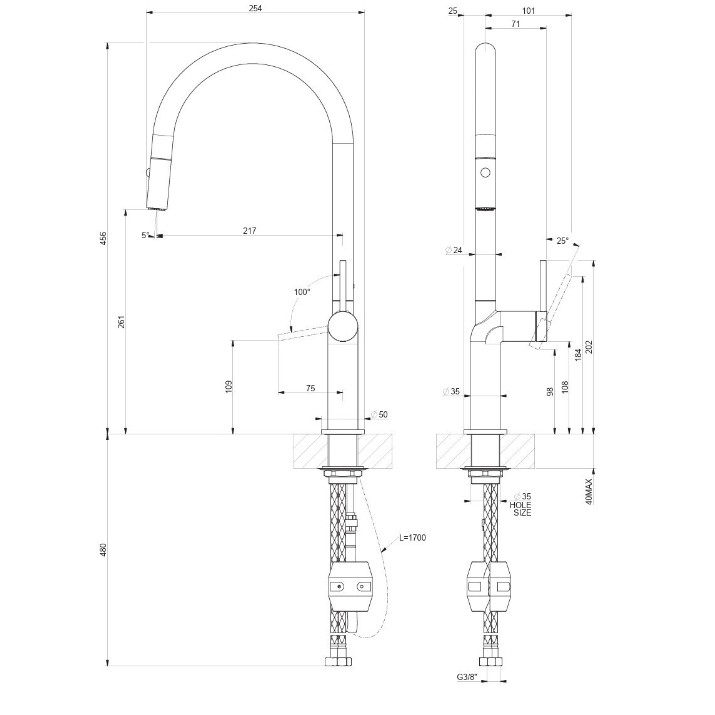 Baterie bucătărie Gessi Stelo 60303-275