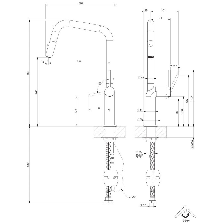 Смеситель для кухни Gessi Stelo 60307-276