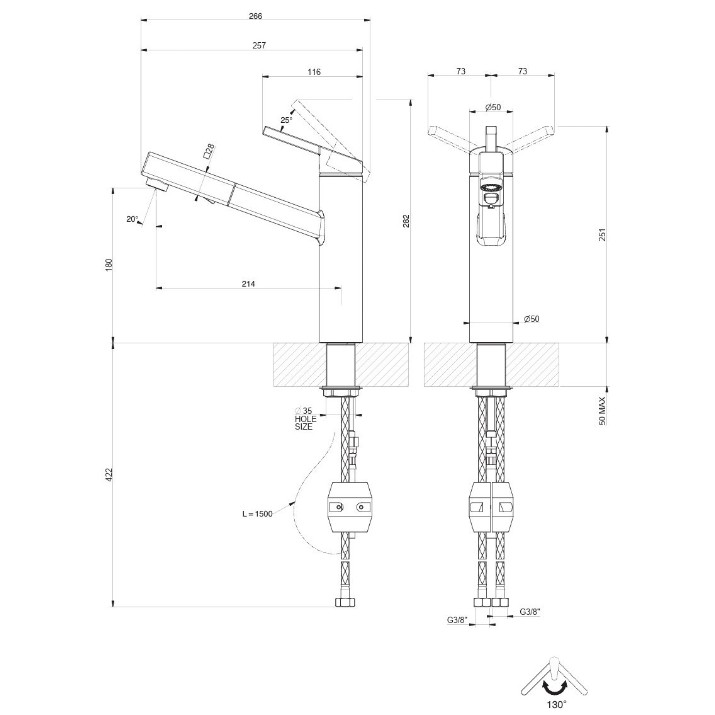 Baterie bucătărie Gessi Thalium 60535-149