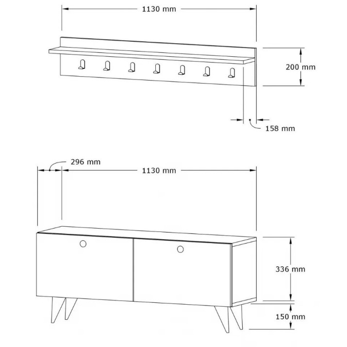 Прихожая Trendy Rupa Walnut 113x48.6x29.6cm GTR001408