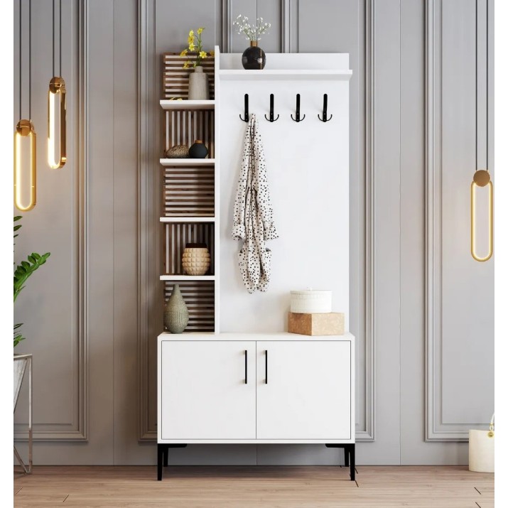 Antreu Trendy Viyana D White/Walnut/Black 200x90x35cm GTR001347