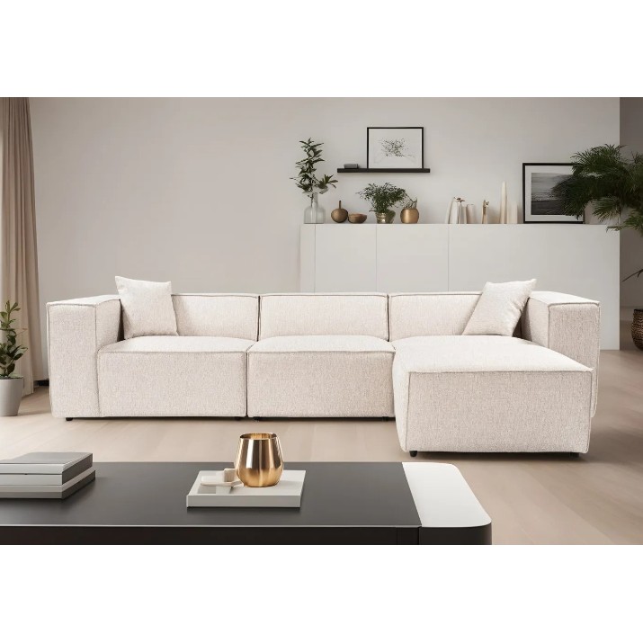 Canapea de colț Trendy Lora L1-O1-1R-POUFFE Light Brown 303x193x65cm GTR003639