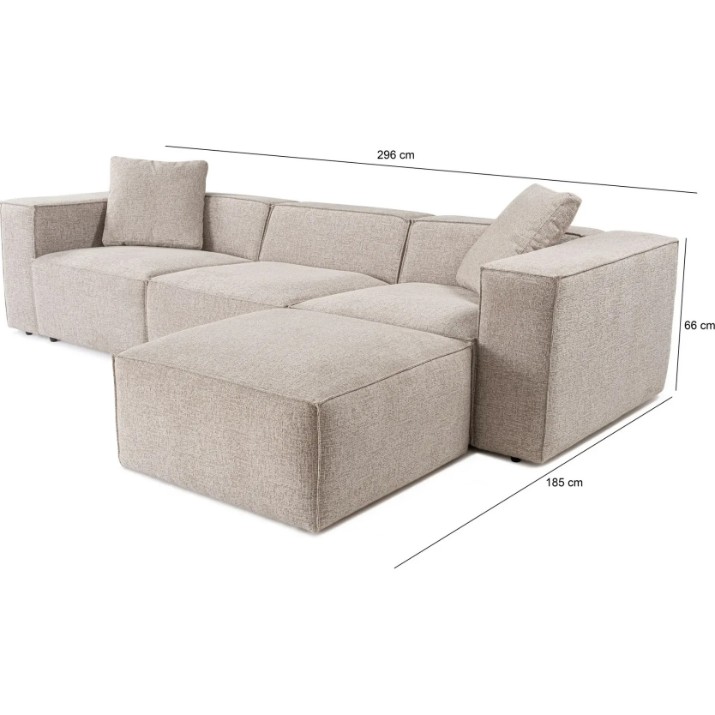 Угловой диван Trendy Lora L1-O1-1R-POUFFE Mocha 303x193x65cm GTR003640