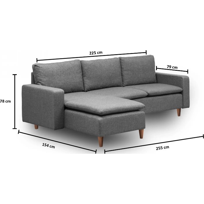 Canapea de colț Trendy Lungo Anthracit 225x154x78cm GTR003701