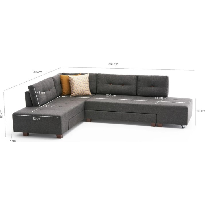 Canapea de colț Trendy Manama Anthracit L 282x206x85cm GTR003366