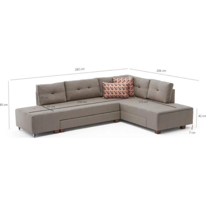 Угловой диван Trendy Manama Cream R 282x206x85cm GTR003422
