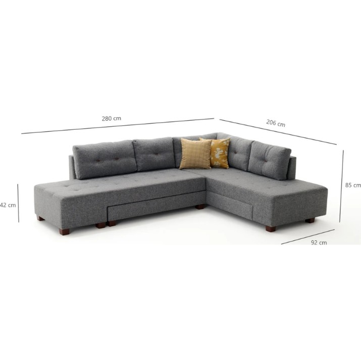 Угловой диван Trendy Manama Grey R 282x206x85cm GTR003423