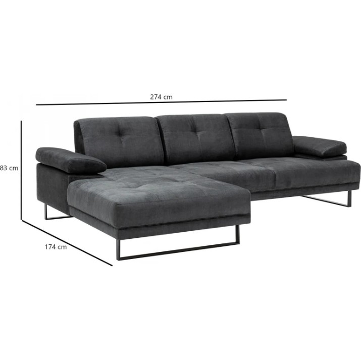 Угловой диван Trendy Mustang Anthracit L 274x174x83cm GTR003480