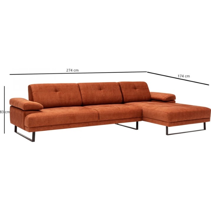 Угловой диван Trendy Mustang Orange R 274x174x83cm GTR003560