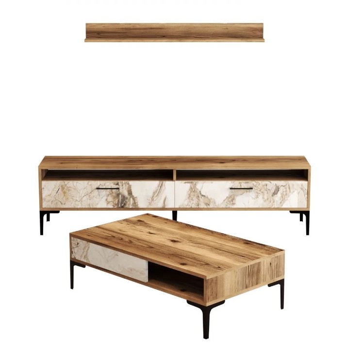 Living Trendy Istanbul Walnut/White Marble/Black GTR001269