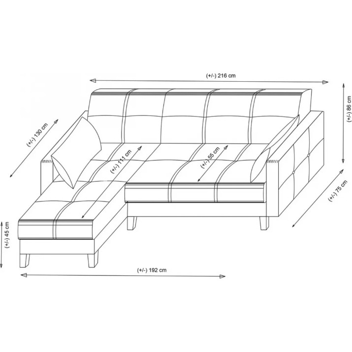 Угловой диван Trendy Polya Light Grey 216x130x86cm GTR007522