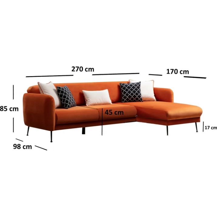 Угловой диван Trendy Sevilla L3+Chl Orange R 270x170x85cm GTR003393