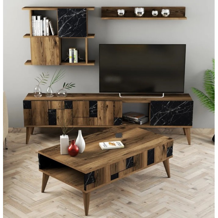 Living Trendy Madrid Walnut/Black Marble GTR001283