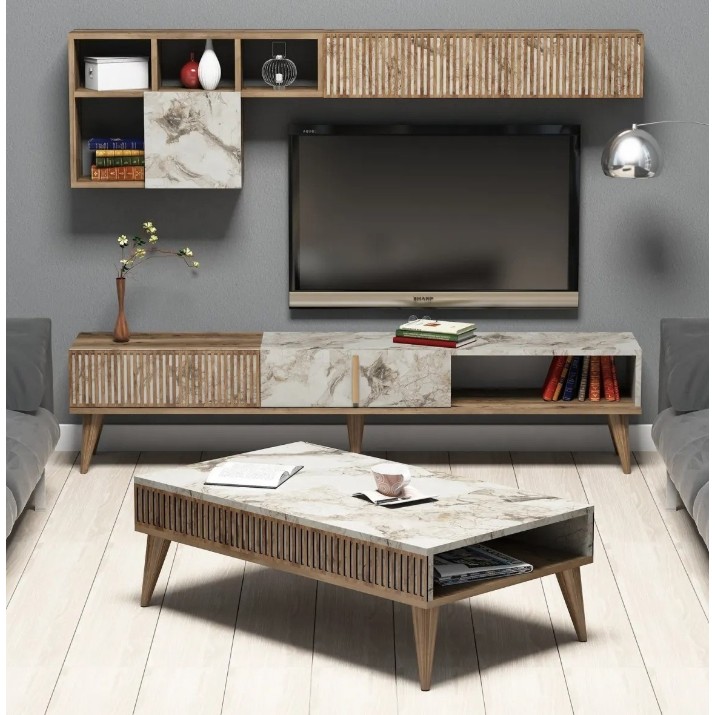 Living Trendy Milano Walnut/White Marble GTR001287