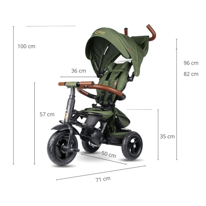 Bicicletă copii Qplay Rito Deluxe Olive Green