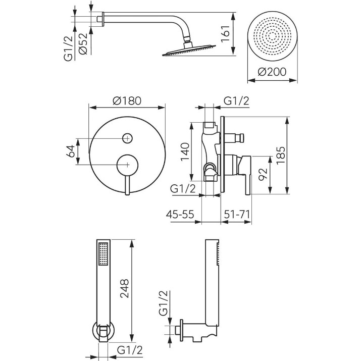 Душевой набор Ferro Circulus BCK7P-SET1-S