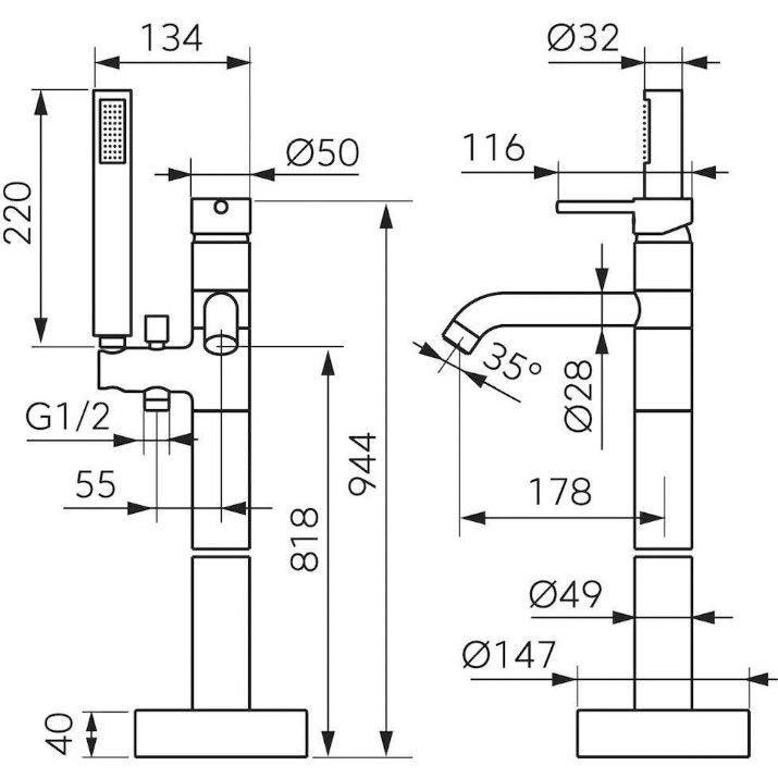 Baterie pentru cadă Ferro Ciriculus BCK11F