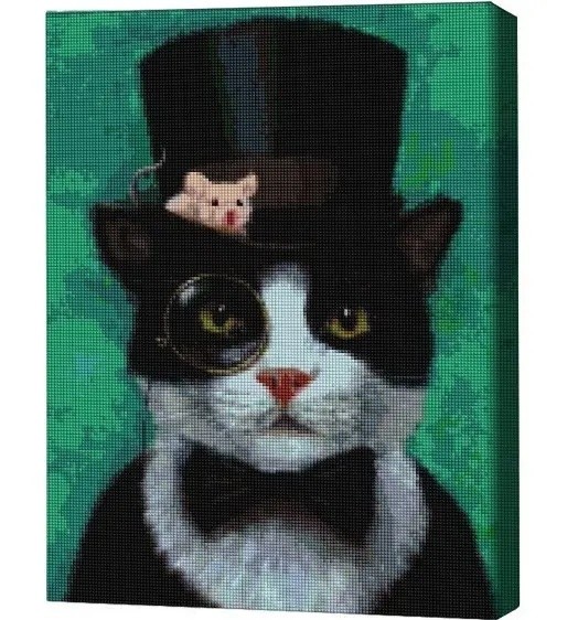Pictura cu diamante după numere Brushme Котик джентельмен 40x50cm (4840781364016)