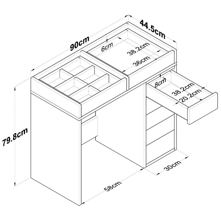 Măsuţă de toaletă Trendy BJ107 2625 White 90x79.8x44.5cm GTR001474
