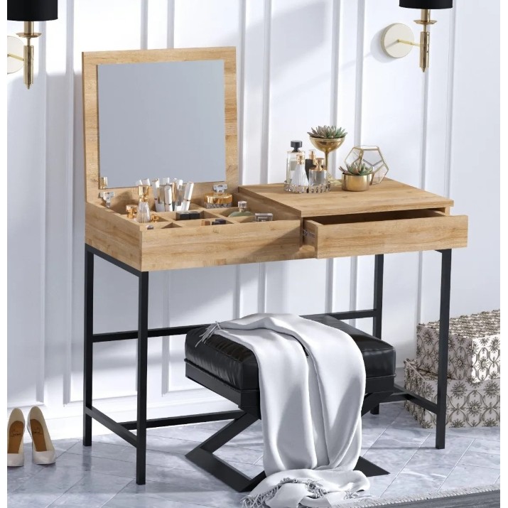 Măsuţă de toaletă Trendy Linda Oak/Black 100x45x75cm GTR001444