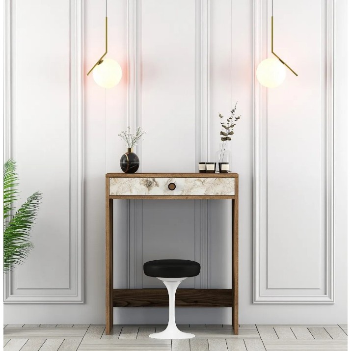 Măsuţă de toaletă Trendy Lizbon Walnut/White Marble 84.7x70x40cm GTR001450