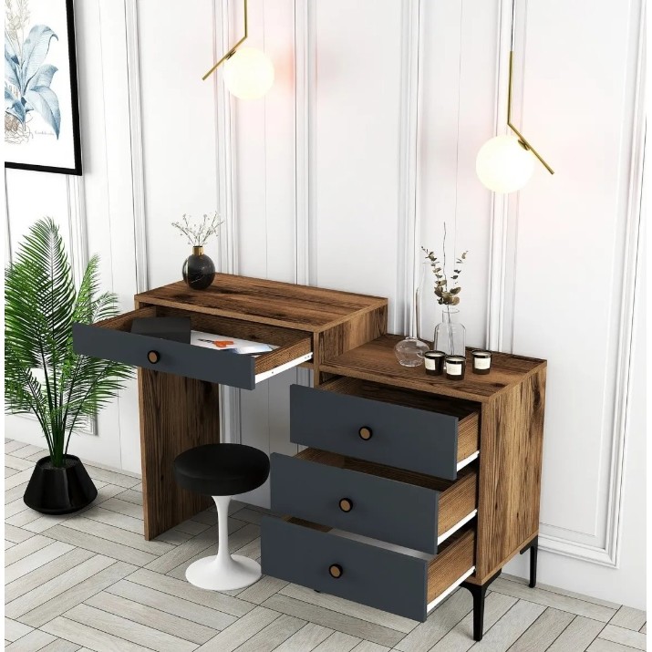Туалетный столик Trendy Lizbon 550 Walnut/Anthracit 124x84x40cm GTR001459