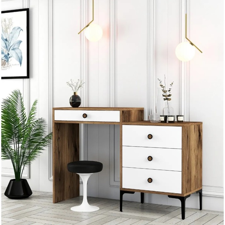 Măsuţă de toaletă Trendy Lizbon 551 Walnut/White 124x84x40cm GTR001460