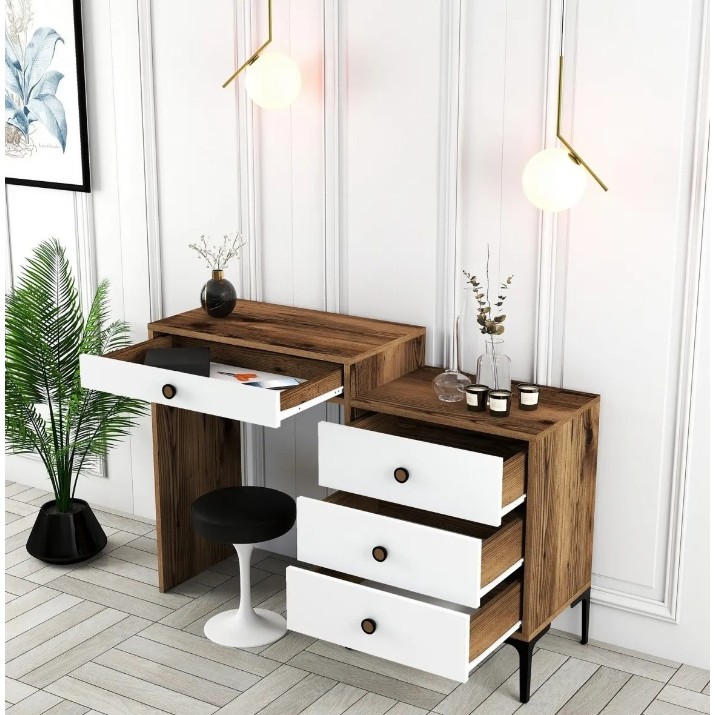 Măsuţă de toaletă Trendy Lizbon 551 Walnut/White 124x84x40cm GTR001460
