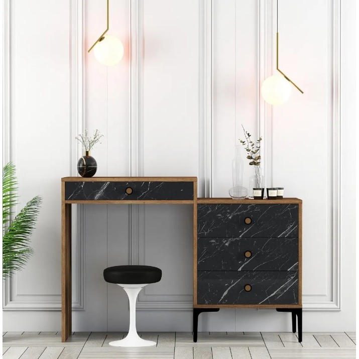 Туалетный столик Trendy Lizbon 555 Walnut/Black Marble 124x84x40cm GTR001464