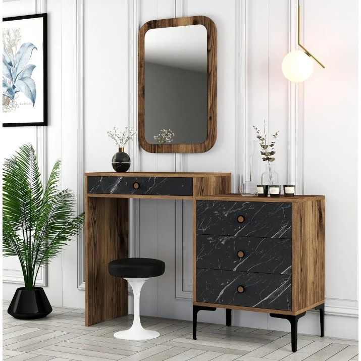 Туалетный столик Trendy Lizbon 548 Walnut/Black Marble 124x84x40cm GTR001668