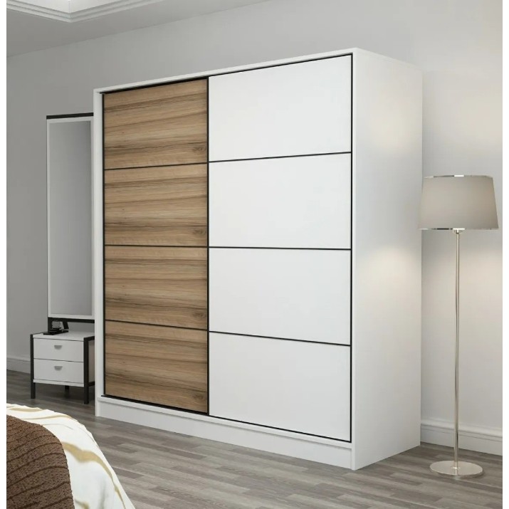 Dulap cu uşi glisante Trendy Kale 3167 White/Dore 180x190x60cm GTR004279