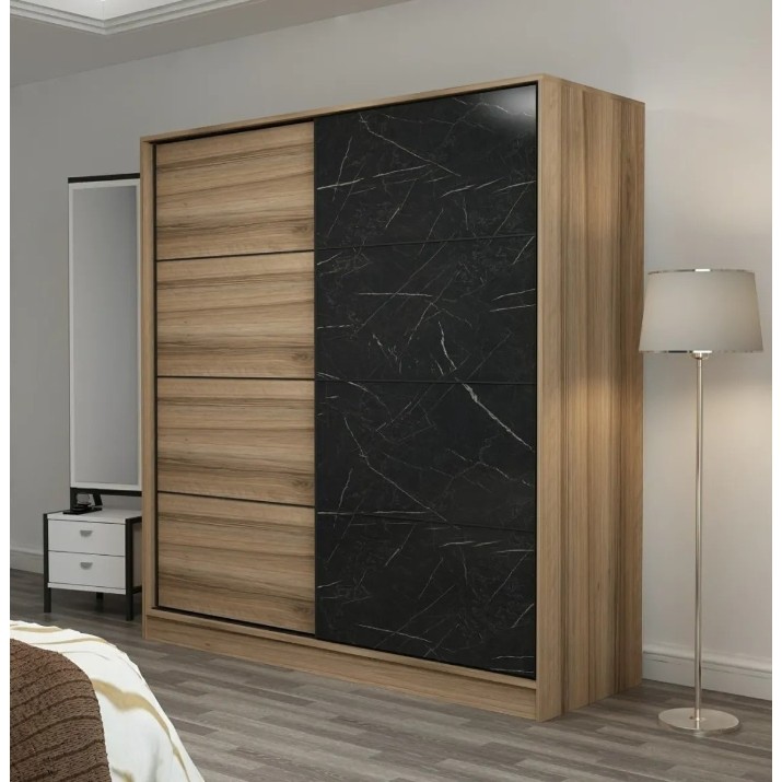 Dulap cu uşi glisante Trendy Kale 3177 Dore/Black 180x190x60cm GTR004289